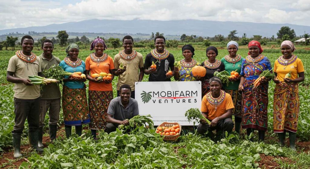 mobifarm group photo with the farmers In kenya